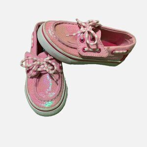Sperry Top Sider Bahama JR. Pink Slip on Loafers, shoes with laces. Size 7M